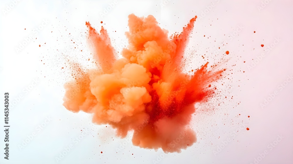 fiery red and orange smoke explosion, isolated on white background fiery red and orange smoke explosion, isolated on white background