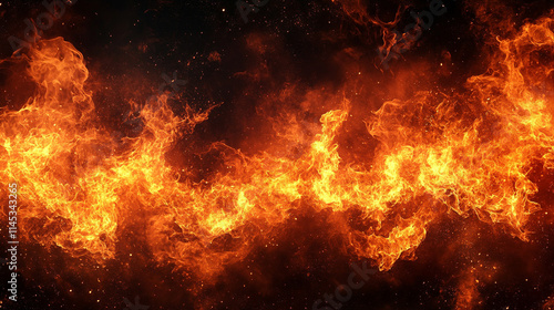 Wallpaper Mural fiery inferno background with vivid flames consuming the darkness, creating a hellish ambiance that evokes chaos, destruction, and the overwhelming power of fire, symbolizing intense conflict Torontodigital.ca