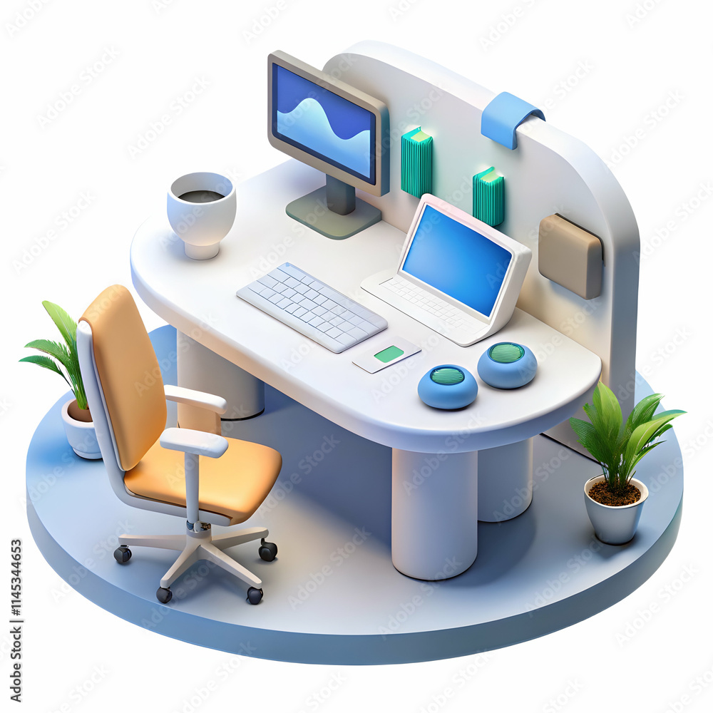 Travel Coordinator Managing Expenses in Futuristic Office Concept Image Travel Coordinator Managing Expenses in Futuristic Office Concept Image