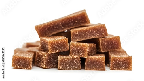 A pile of brown sugary square jellies photo