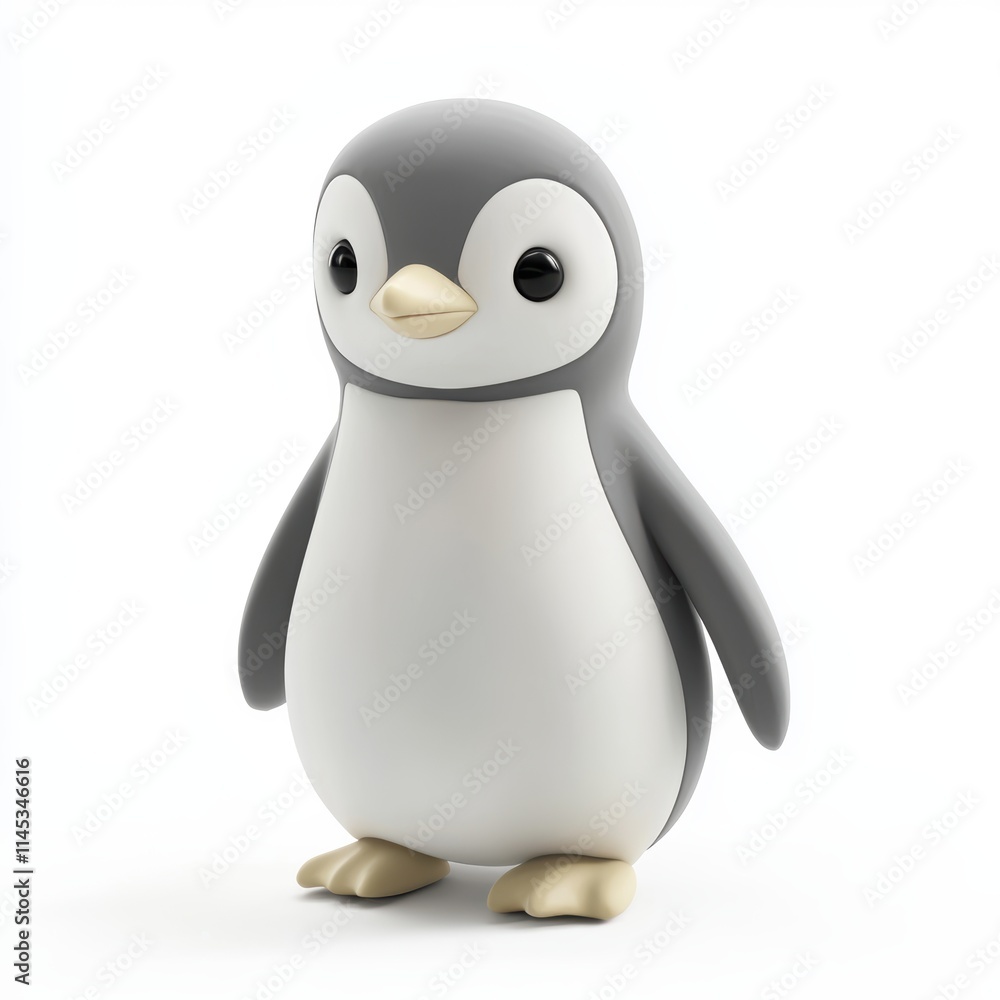 Fototapeta premium Cute cartoon penguin character with big eyes and soft colors