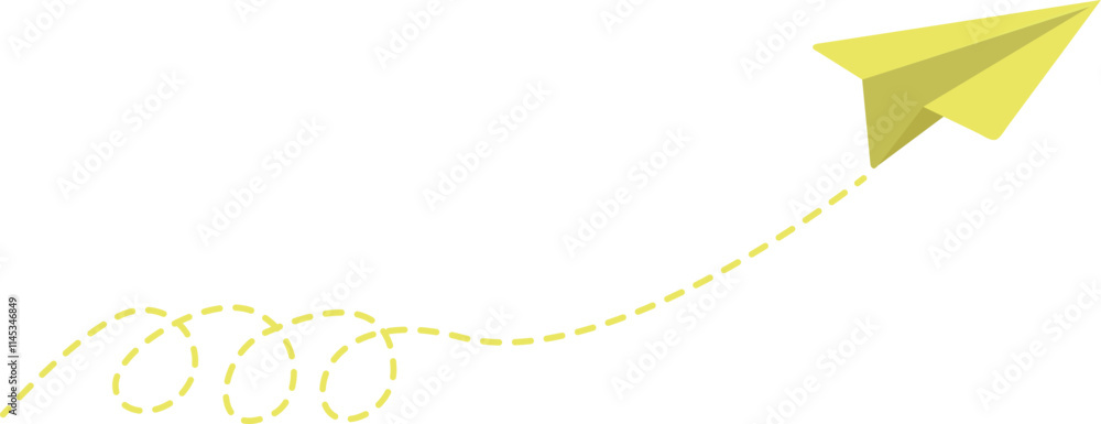 Yellow Paper Plane with Dotted Flight Paths Yellow Paper Plane with Dotted Flight Paths