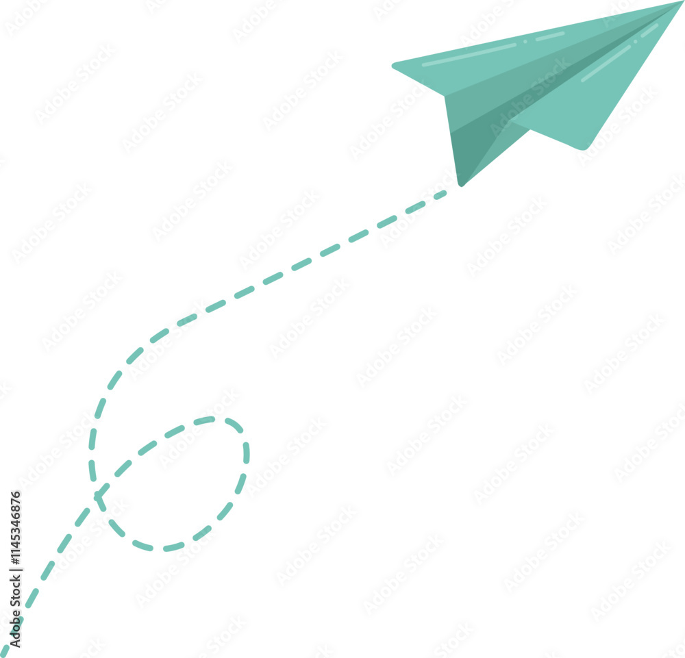 Green Paper Plane with Dotted Flight Paths Green Paper Plane with Dotted Flight Paths