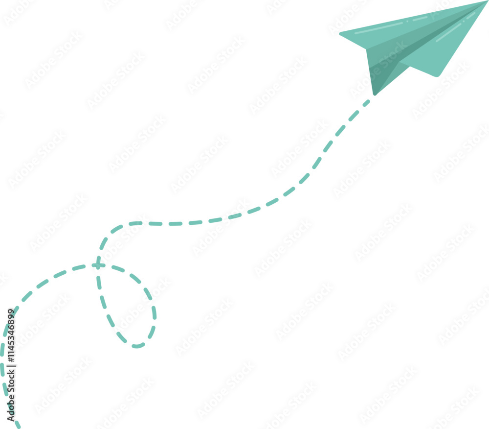Green Paper Plane with Dotted Flight Paths Green Paper Plane with Dotted Flight Paths