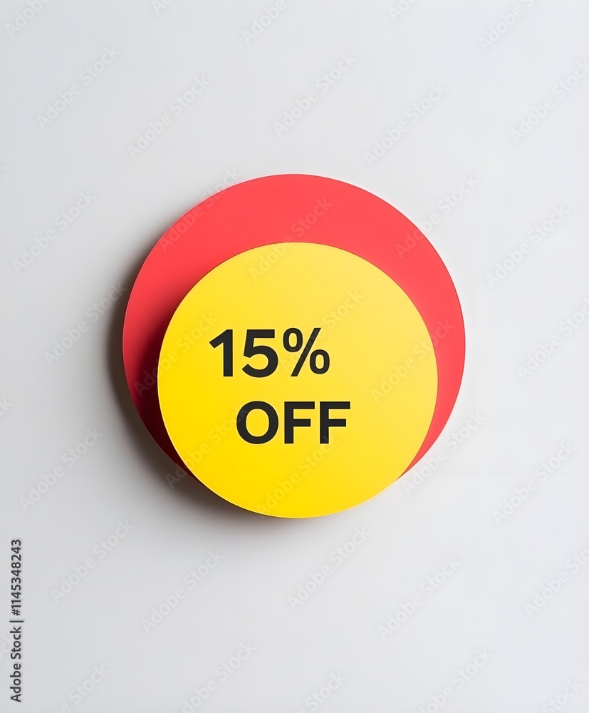 A red circular sticker with the text A red circular sticker with the text