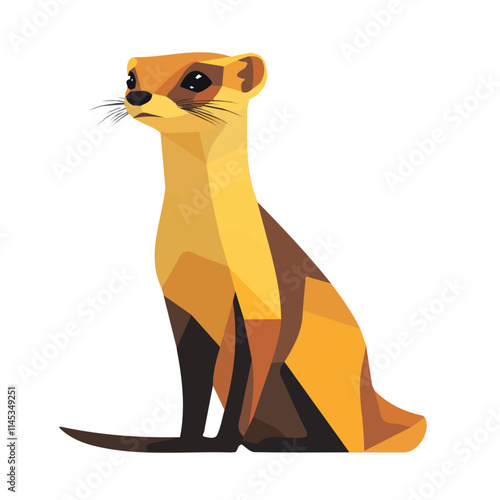 Weasel – A Sleek Vector Geometry Illustration for Nature and Wildlife Art Lovers
