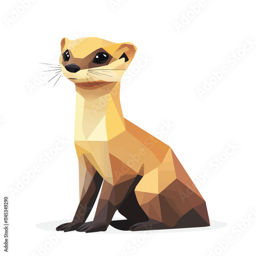 Weasel – A Sleek Vector Geometry Illustration for Nature and Wildlife Art Lovers
