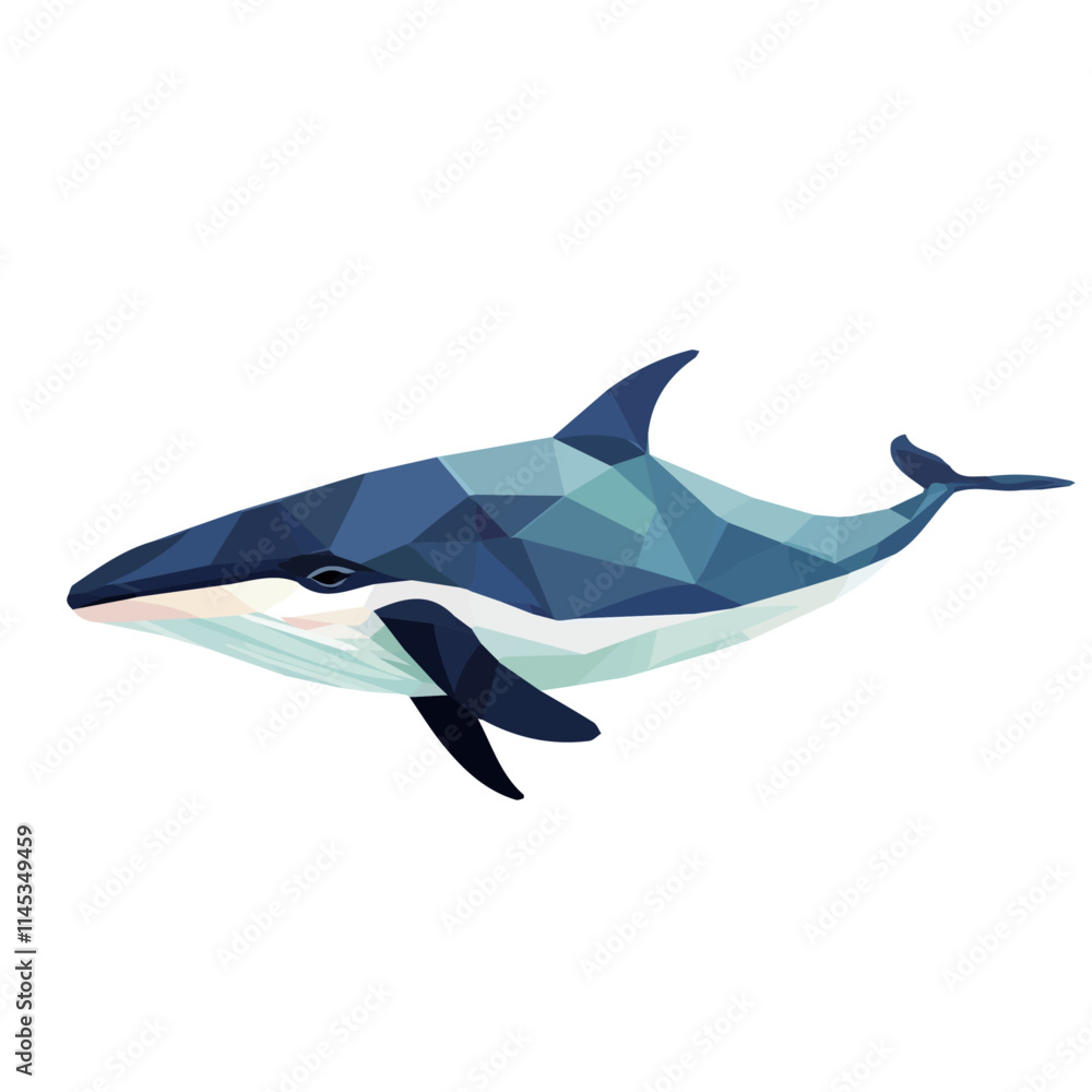 Obraz premium Whale – A Majestic Vector Geometry Illustration for Ocean and Wildlife Art Enthusiasts 