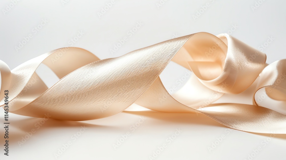 Elegant beige satin ribbon swirl. Elegant beige satin ribbon swirl.