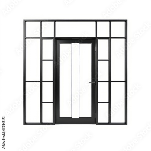 Black aluminum door frame isolated on a white background frame isolated frame border design background isolated