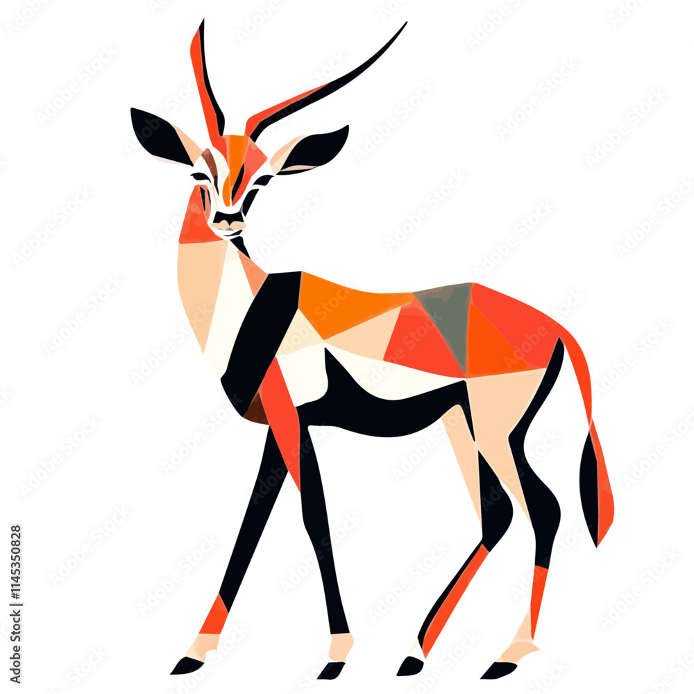 Obraz premium Antelope – A Dynamic Vector Geometry Illustration for Elegant Wildlife and Nature Art Enthusiasts 