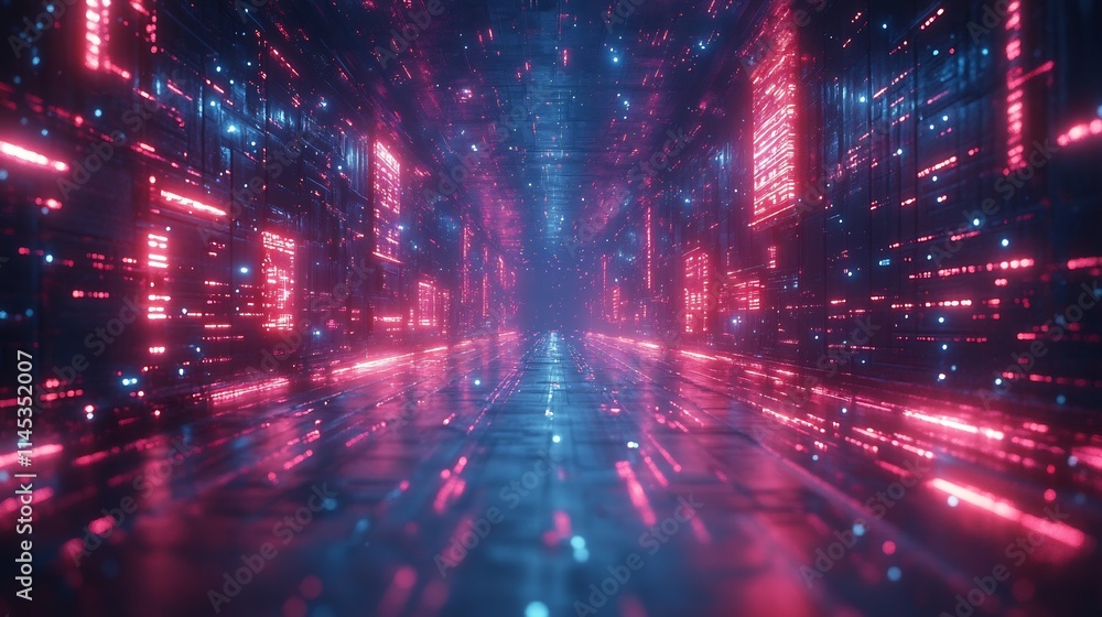 Fototapeta premium Creative TikTok video template with futuristic elements glitch effects and vibrant colors on a transparent background tailored for tech and gaming influencers