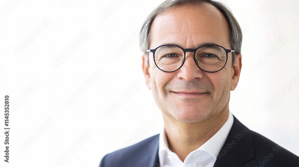 Smiling Male Corporate Leader in Glasses, Professional Portrait Smiling Male Corporate Leader in Glasses, Professional Portrait