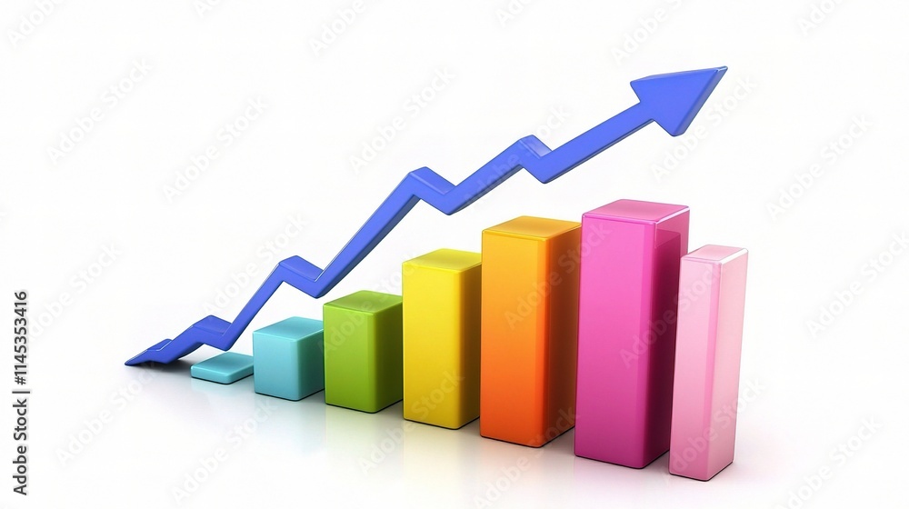 Colorful Financial Growth Chart with Rising Trend and Bright Colors Colorful Financial Growth Chart with Rising Trend and Bright Colors
