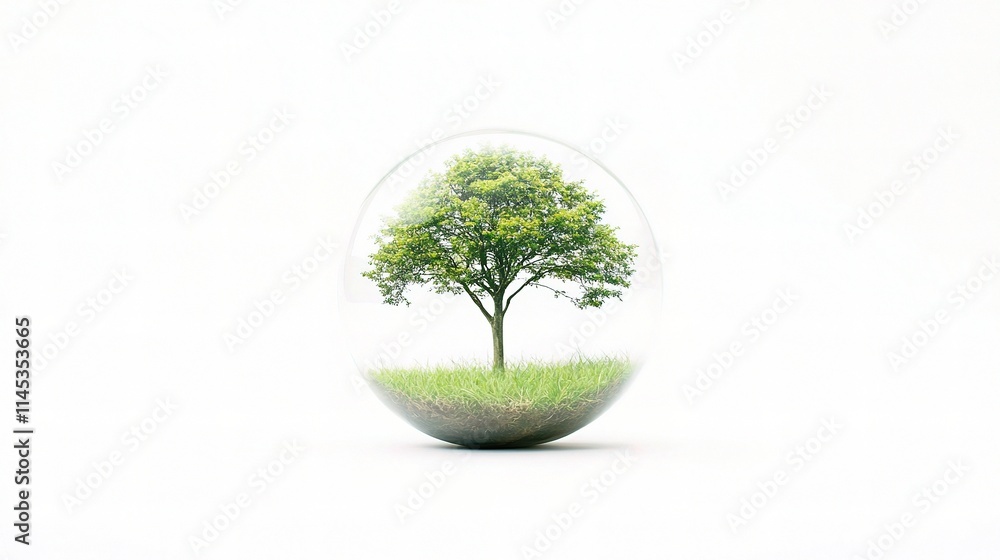 Tropical Green Tree in a Globe with Nature Background Tropical Green Tree in a Globe with Nature Background