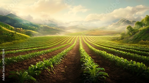 Wallpaper Mural A natural composition featuring organic farming practices where orderly rows of healthy crops grow under natural light without synthetic inputs  Torontodigital.ca