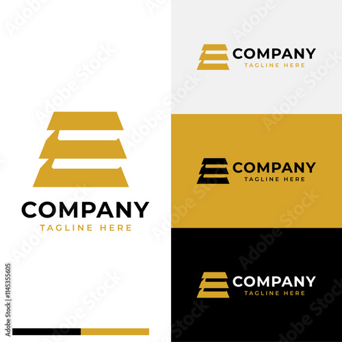 Simple luxury bold letter E gold bar investment business logo art symbol icon flat stock vector design