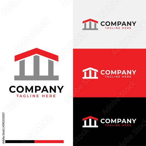 three pillar of law building also initial W for legal building logo symbol icon flat stock vector design