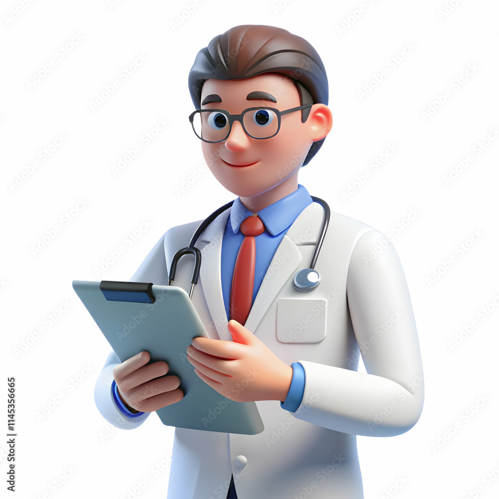 Healthcare Financial Advisor Negotiating with Suppliers on Plain Background Healthcare Financial Advisor Negotiating with Suppliers on Plain Background