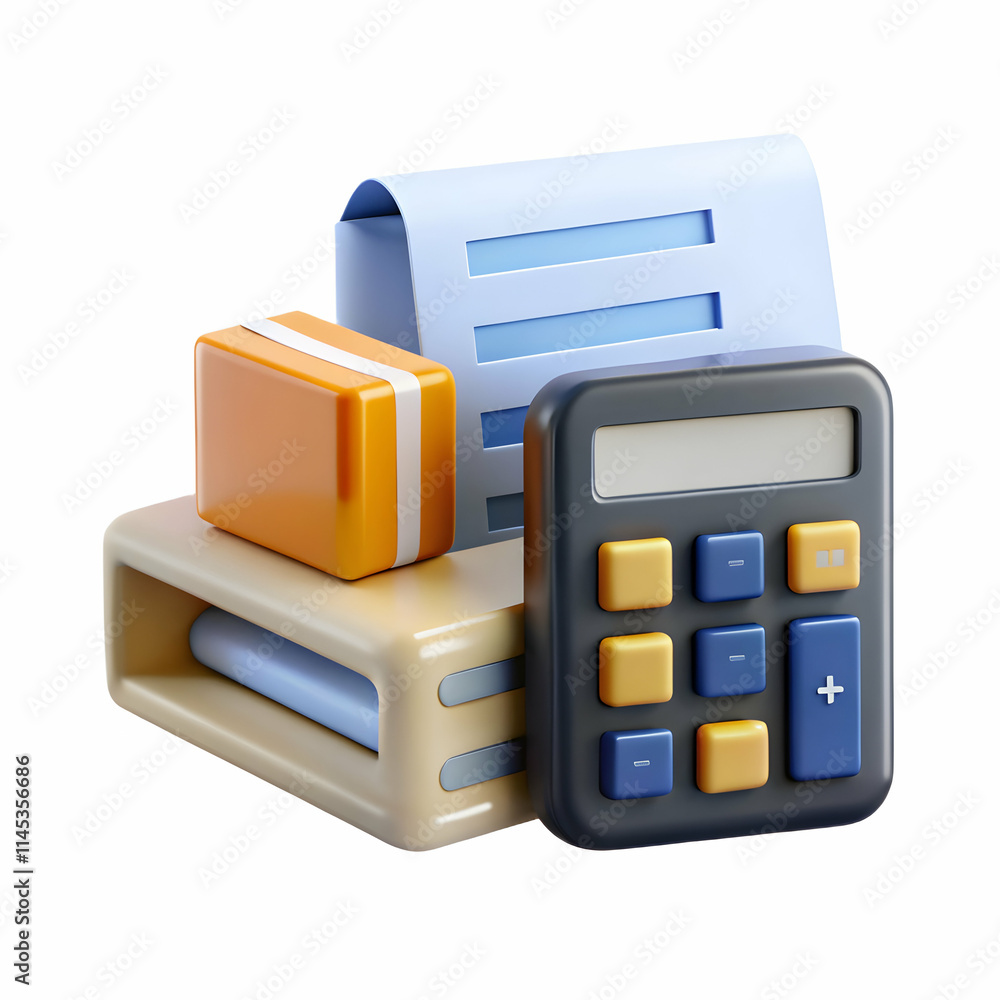 Macro View of Cost Calculator Next to Shipment Invoice for Logistics Cost Calculation Macro View of Cost Calculator Next to Shipment Invoice for Logistics Cost Calculation