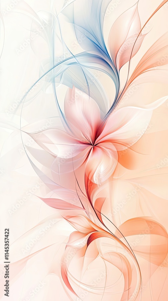 Abstract Pastel Flowers Delicate Swirls Soft Hues Abstract Pastel Flowers Delicate Swirls Soft Hues