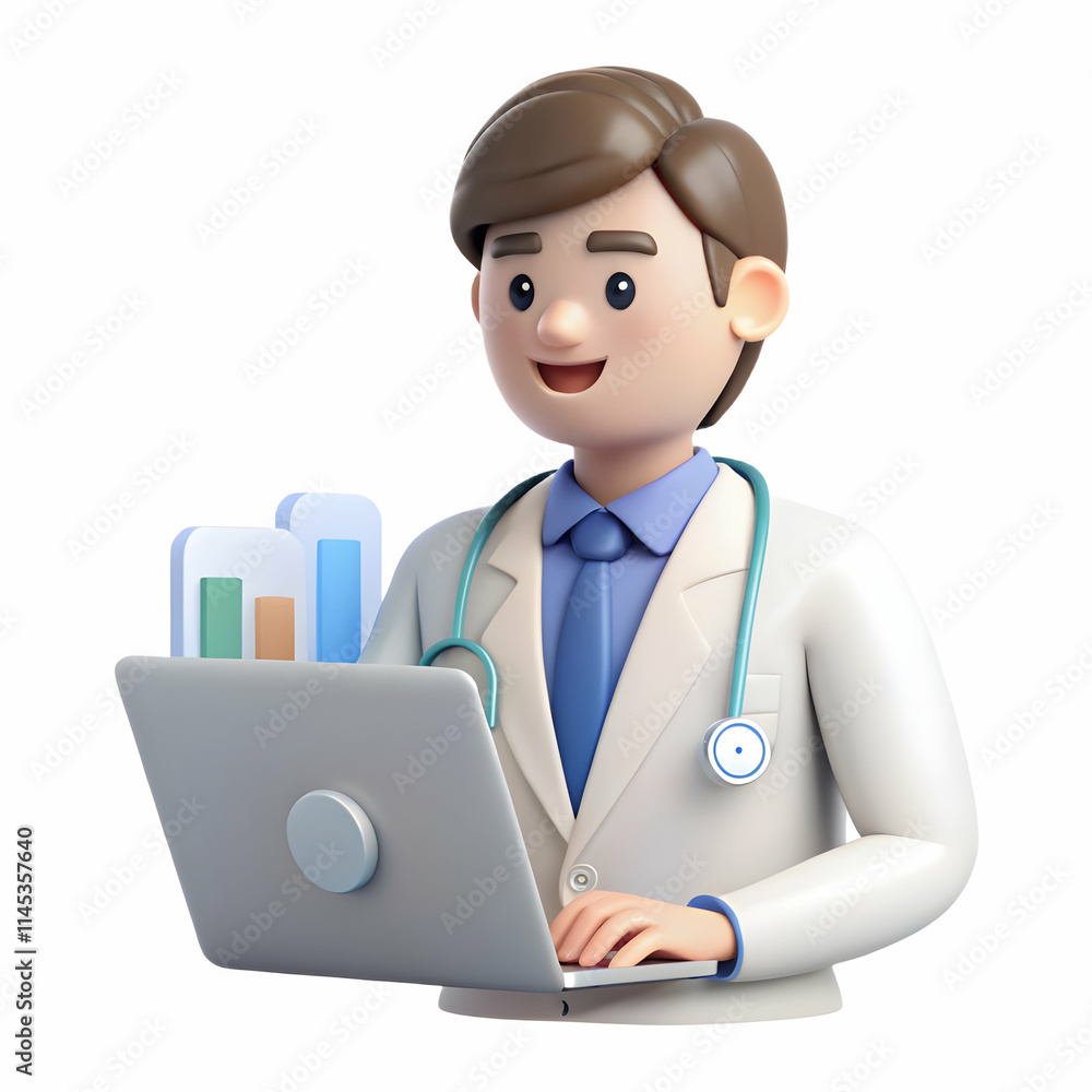 Medical Cost Analyst Using Financial Software on Laptop with Abstract Background Medical Cost Analyst Using Financial Software on Laptop with Abstract Background