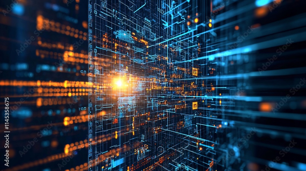 Abstract digital data stream, glowing network. Abstract digital data stream, glowing network.
