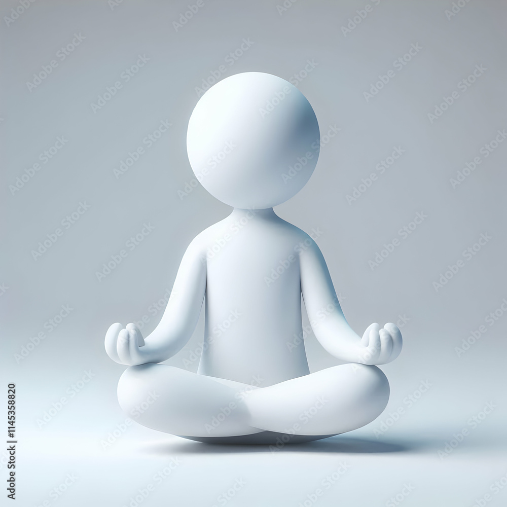 3D Soft Focus Meditation Figure Symbolizing Mindfulness in Janeiro Branco 3D Soft Focus Meditation Figure Symbolizing Mindfulness in Janeiro Branco