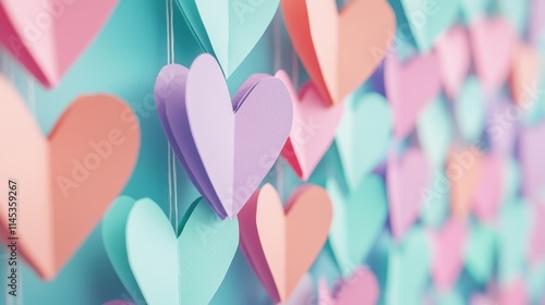 Pastel Paper Hearts Garland Romantic Decoration Wedding Valentine s Day photo