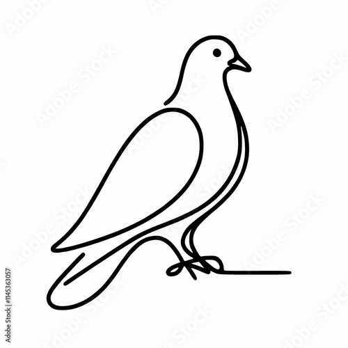 Pigeon line art illustration, bird animal element design photo