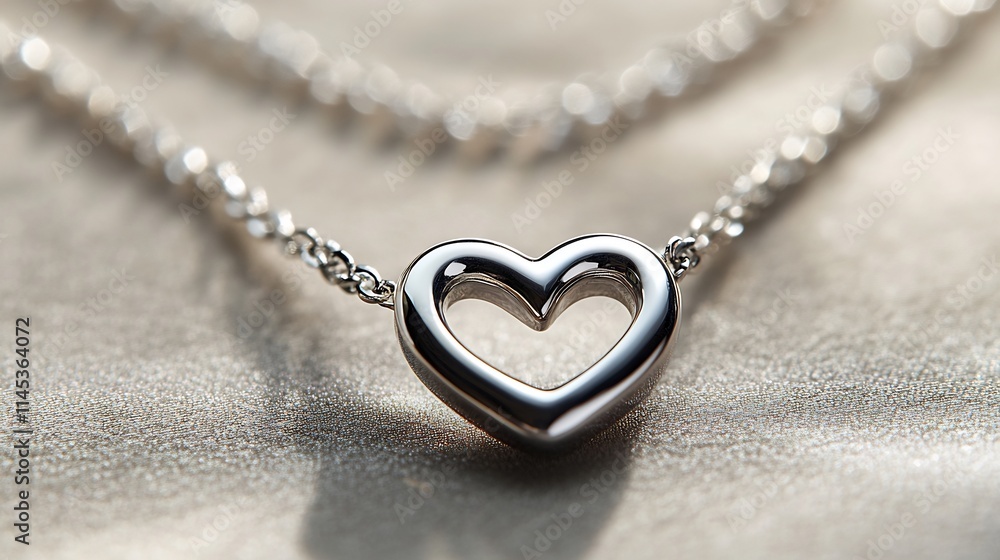 Delicate silver necklace with a small heart pendant isolated on a transparent background ideal for jewelry and fashion promotions Delicate silver necklace with a small heart pendant isolated on a transparent background ideal for jewelry and fashion promotions