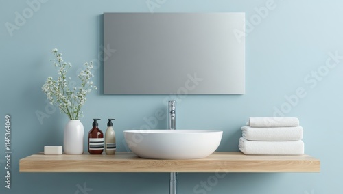 Wallpaper Mural Minimalist Bathroom Design with White Sink and Towels Torontodigital.ca