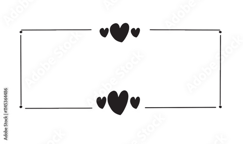 Frame pattern love heart shape black color drawing art empty blank mockup happy valentine day 14 fourteen day february banner postergraphic design element romantic nubes frame wedding dating valentine