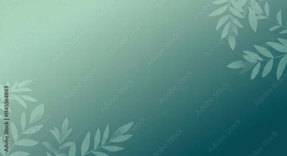 Serene Teal Leaf Border Serene Teal Leaf Border