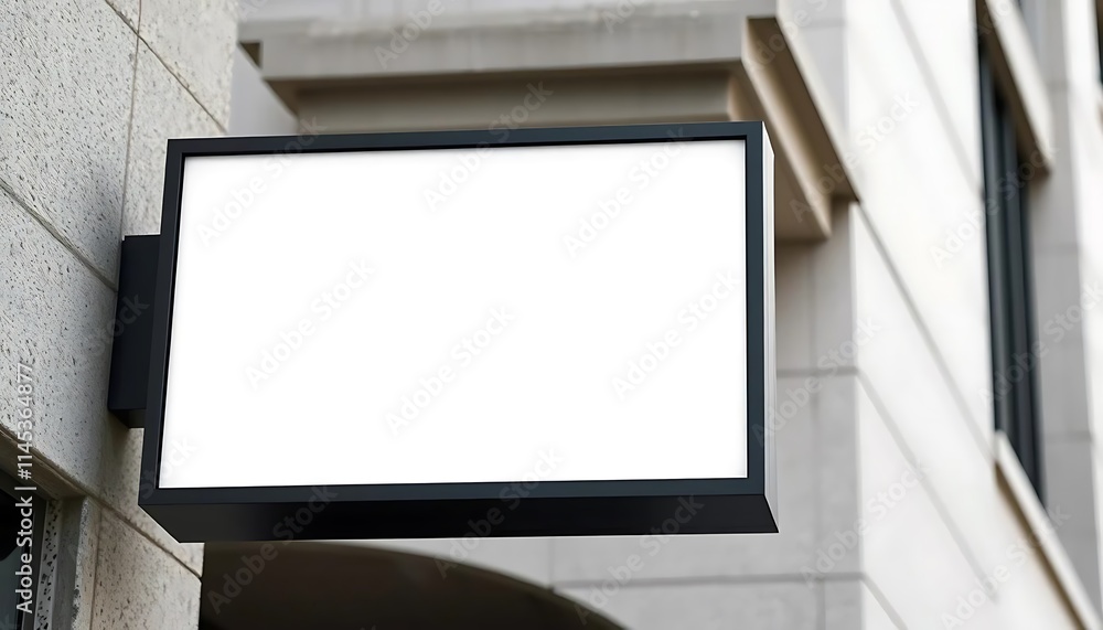 Fototapeta premium square sign board with black border, mounted on the wall