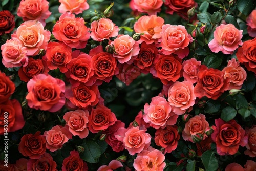Wallpaper Mural Romantic garden close-up floral photography of red and pink roses Torontodigital.ca