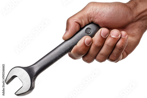 A hand holding a wrench