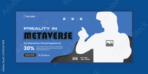 Metaverse Virtual Reality Workshop  Facebook cover banner design template, Metaverse virtual reality technology  workshop social media cover design template