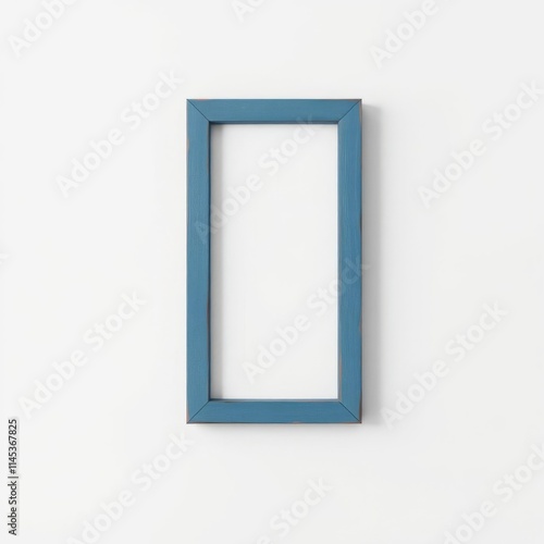 Narrow blue wooden picture frame frame isolated frame border design background isolated