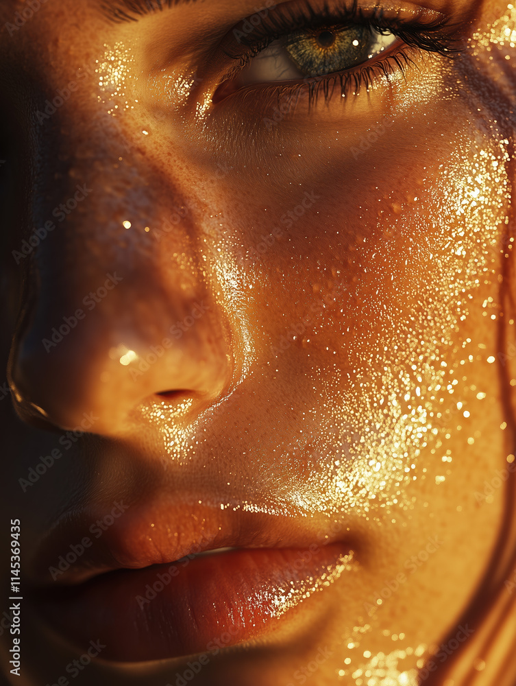 Summer Sunlight Shining on a Woman's Face, Highlighting Warmth and Radiance with Natural Glow Summer Sunlight Shining on a Woman's Face, Highlighting Warmth and Radiance with Natural Glow