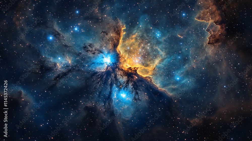 Celestial Nebula Displays Vibrant Hues Amidst Stars Celestial Nebula Displays Vibrant Hues Amidst Stars