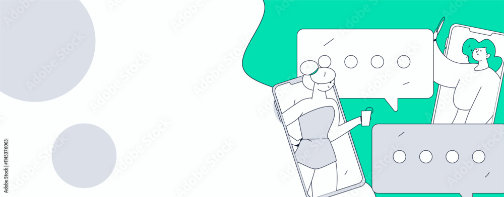 Virtual characters social communication concept business flat vector hand drawn illustration
Virtual characters social communication concept business flat vector hand drawn illustration