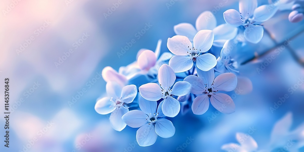 Delicate Blue Flowers Blossom in Soft Light Delicate Blue Flowers Blossom in Soft Light