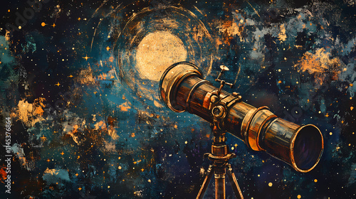 Telescopes and stars. Constellation. Illustration