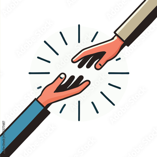 cartoon of two hands reaching out to each other