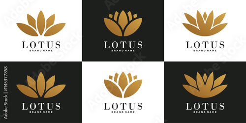 Abstract luxury lotus flower logo design