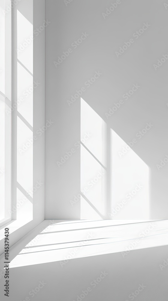 Obraz premium White Room Corner Sunlight Window Shadows