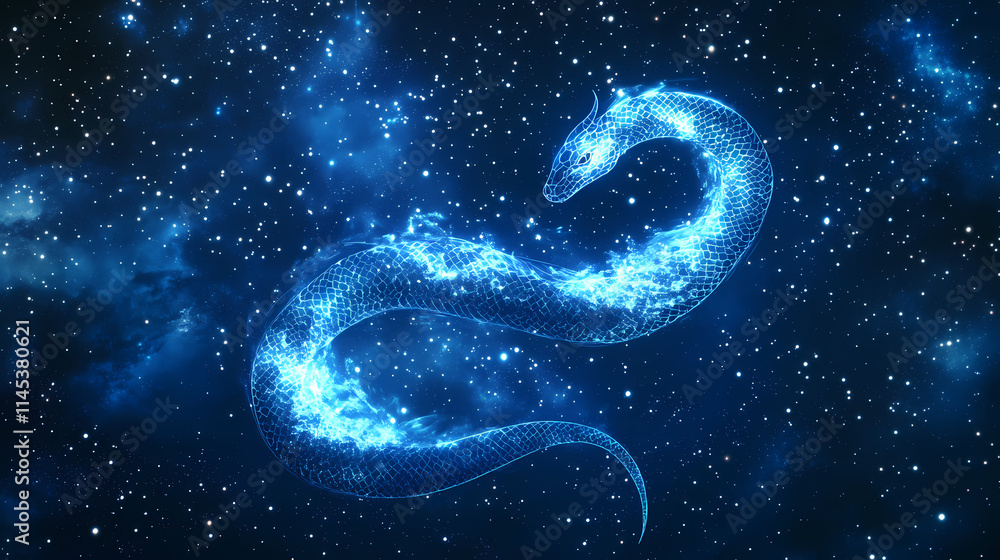 Serpent constellation on night sky background. symbol of year. Constellation. Illustration Serpent constellation on night sky background. symbol of year. Constellation. Illustration