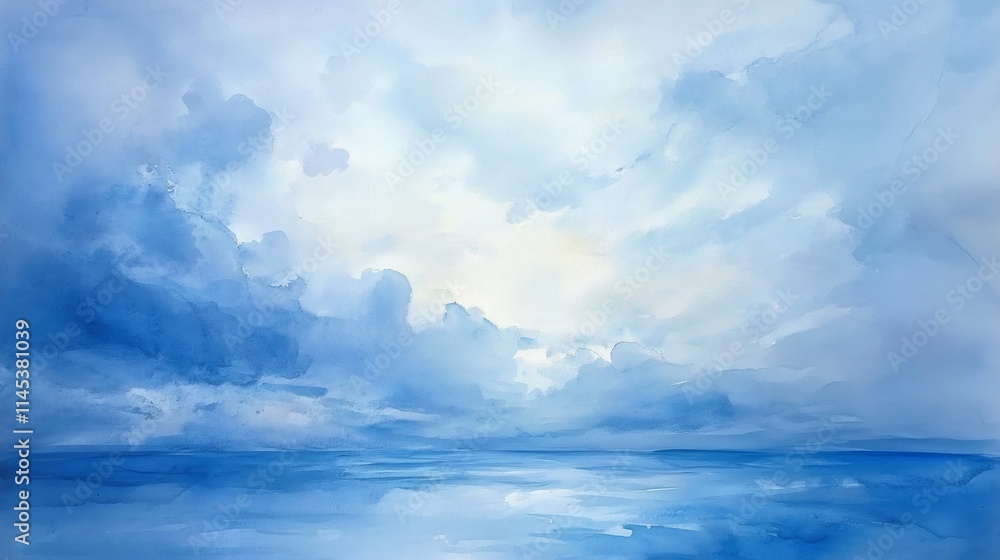 Serene blue sky and calm sea reflecting sunlight, creating a peaceful and dreamy atmosphere. Serene blue sky and calm sea reflecting sunlight, creating a peaceful and dreamy atmosphere.