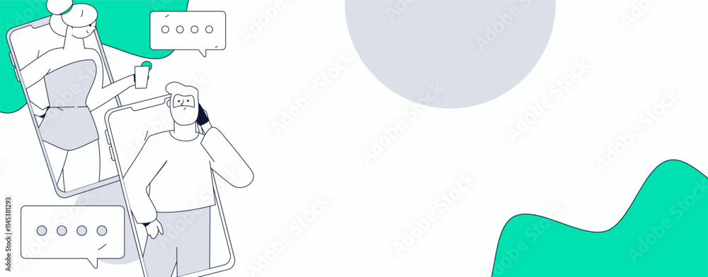 Virtual characters social communication concept business flat vector hand drawn illustration
Virtual characters social communication concept business flat vector hand drawn illustration